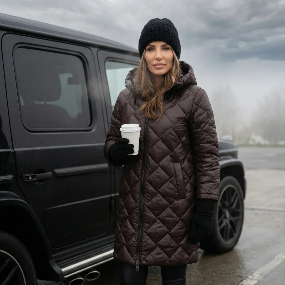 Claire | Quilted Hooded Long Coat
